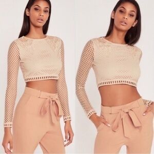 Carli Bybel x Missguided Mesh Embroidered Crop Top